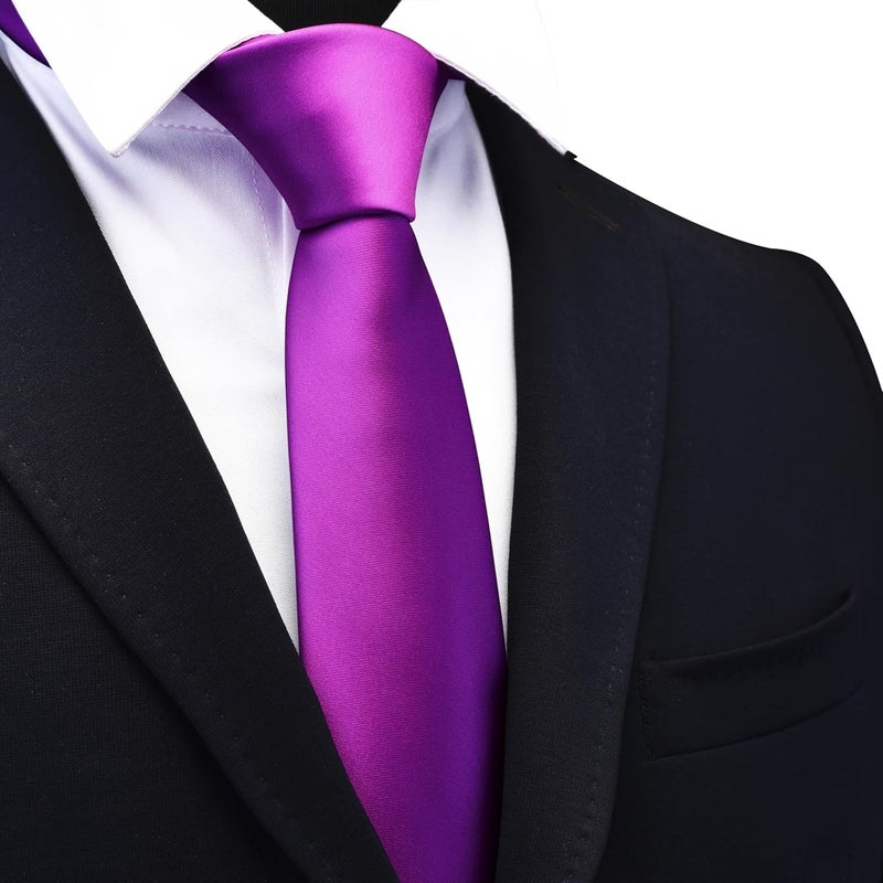 Branduce 2.4"（6cm） Mens Solid Skinny Satin Tie Pure Color Slim Necktie for Business and Wedding - Image 2